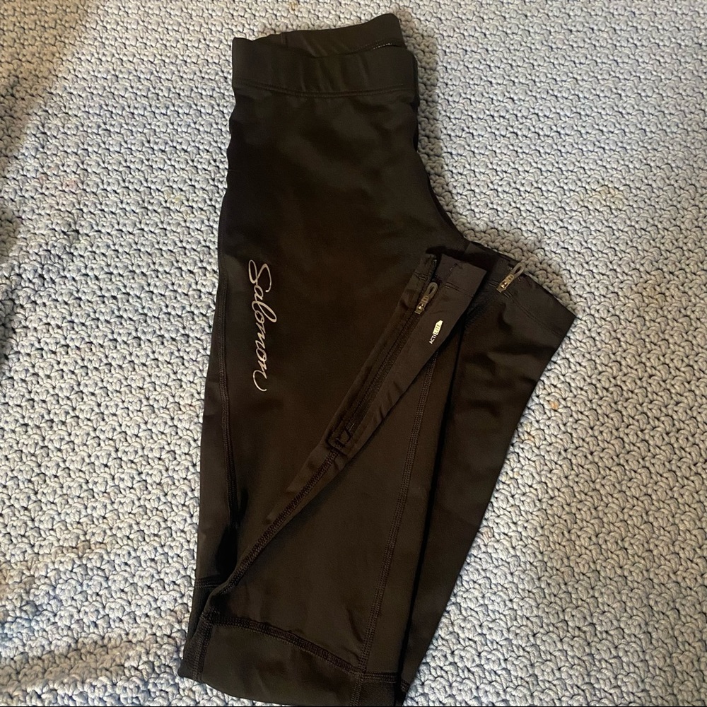 Salomon Womens Size medium Black Athletic Elastic Waist  Pants Stretch Waist